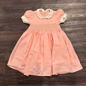 Girls Smocked Dress Pink/Rose Size 2-3 Puffed Sleeves Easter